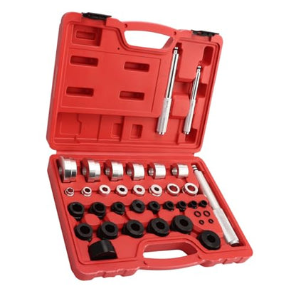 33pcs Master Bushing Driver Set, Metric and Standard SAE Bearing Seal Removal Installer Kit, Professional Wheel Bearing Race and Seal Bush Tool Set with 3 Drive Handles for Car Tru