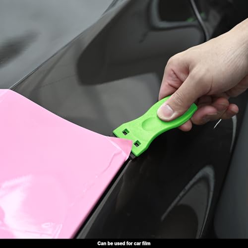 EHDIS 1.5" Plastic Razor Scraper with 10pcs Double Edged Plastic Blades for Removing Labels Stickers Decals on Glass Windows - color: Noen Green