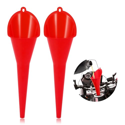 2 PCS Oil Funnel, Multi-Purpose Plastic Long Neck Oil Funnel, Automotive Use Funnels for Filling Oils Lubricants Water Diesel, Kitchen Funnels for Filling Bottles Jars (Red) - color: Red, 2 PCS