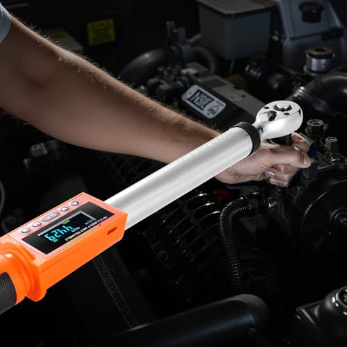 VEVOR Digital Torque Wrench 3/8 1/2 Inch Drive, 0-44.25FT.LB(0-60Nm)/0-162.26FT.LB(0-220Nm) ±2% Accuracy, Electronic Torque Wrench with Preset Mode,Vibration,Buzzer,LED Notification,5Units of Measure - size: 0-44.25FT.LB, 0-162.26FT.LB, style: 3/8 1/2-Inc
