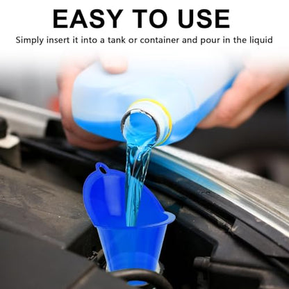 Long-Neck Oil Funnel for Automotive – Multi-Function Plastic Funnel for Oil, Gas & Lubricants – Universal Car Accessory (Blue (2-Pack)) - color: Blue (2-Pack)