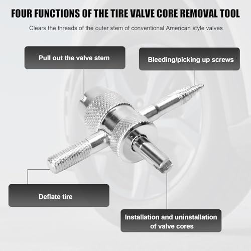 35PCS Valve Stem Puller Installer Tool Kit, Valve Cores & Caps with 4-Way Tool Single and Dual Single Head Remover, Universal Tire Stem Remover Valves Repair Tools for Most Cars