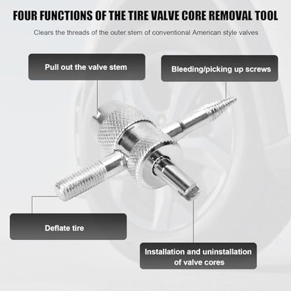 35PCS Valve Stem Puller Installer Tool Kit, Valve Cores & Caps with 4-Way Tool Single and Dual Single Head Remover, Universal Tire Stem Remover Valves Repair Tools for Most Cars