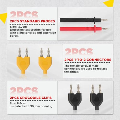 48PCS Automotive Multimeter Breakout Test Leads & Probe Kit | Complete test lead set; wire connectors & adapter cables included; equipped with portable storage carrying case