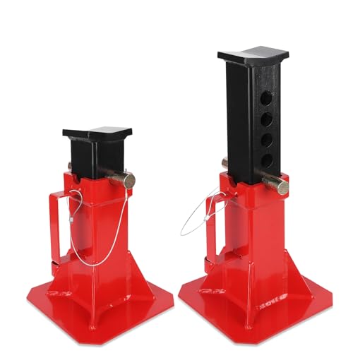 12 Ton Jack Stands (1 Pair) - Heavy Duty Pin-Type Lock & 11-18" Adjustable Height, 26,400 Lb Capacity with Wide Saddle for Car, Truck, RV, and Trailer Repair. - size: 12 Ton