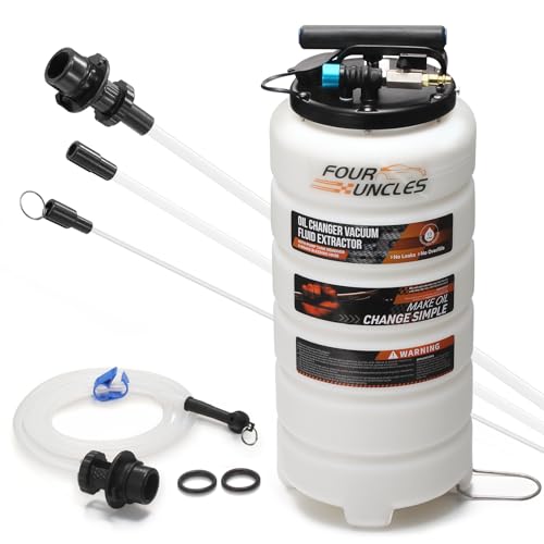 FOUR UNCLES Oil Extractor - Vacumm Fluid Extractor with Pump Tank Remover & Tubes for Oil Change and a Hose for Brake Bleeding - size: 15L Manual/Pneumatic