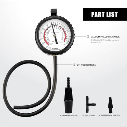 Fuel Pump Tester Gauge Kit, Leak Carburetor Pressure Diagnostics Kit | Vacuum Pump Tester Gauge for Carburetors & Vacuum Systems