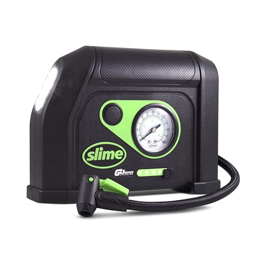 Slime 40084 Tire Inflator, Cordless, Portable Air Compressor Pump, Lithium Ion Battery and LED Light, Rechargeable, 8 min Inflation - style: Cordless Tire Inflator