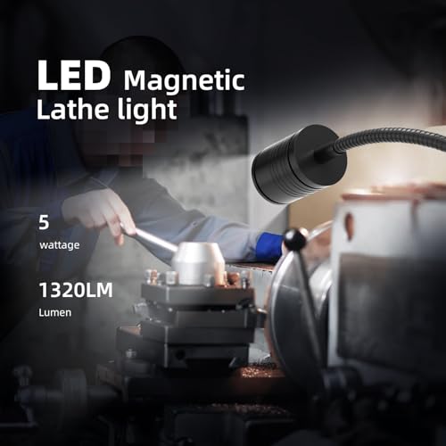 Led Magnetic Work Light 400mm Flexible Gooseneck lamp 500 Lumens 120 Volt for Sewing Machine Lathe Milling Drill Press Industrial Lighting