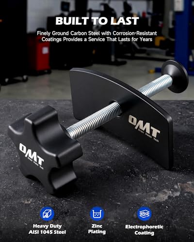 OMT Auto Brake Caliper Compressor, Universal Inner Pad Spreader Tool, Black | Solid Steel Build; 0.4" Threaded Rod for Fast Piston Reset; Ergonomic Knob; Fits Cars and Light Trucks; Anti Rust Finish