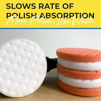 CCS Smart Pads Dual Action Foam Pad Combo | 2-Step Compounding & Polishing for Paint Correction | Cut & Polish with Ease | 3 White & 3 Orange Pads | LC-65-CPKIT-FBA | 6.5 in.