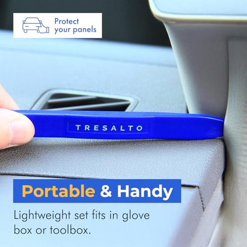 Tresalto Auto Trim Removal Tool Kit - 5 Piece Set for Dash, Door Panel, Clip Remover - Scratch-Resist Nylon Pry Tools for Interior Car Trims Work - Panel Prying Tools Included - Blue - size: 5 Pack