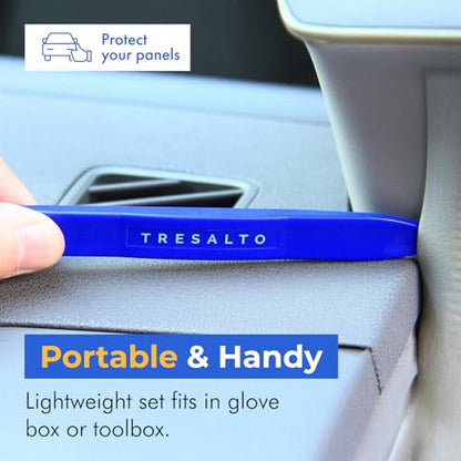 Tresalto Auto Trim Removal Tool Kit - 5 Piece Set for Dash, Door Panel, Clip Remover - Scratch-Resist Nylon Pry Tools for Interior Car Trims Work - Panel Prying Tools Included - Blue - size: 5 Pack