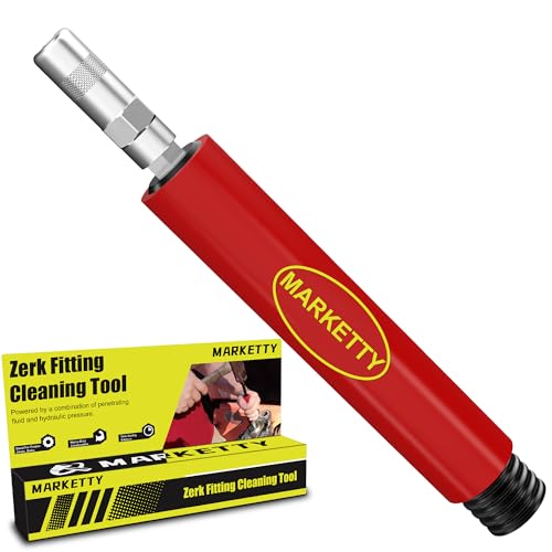 Grease Fitting Cleaning Tool, Grease Zerk Cleaning Tool for Tractors, Excavators and Heavy Machinery Remove Old Dried Oil from Fittings, Pins, Shafts, Bushings, and Joints (Red)