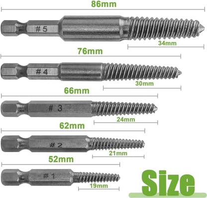 10 Piece Screw Extractor Set High-Speed Steel Easy Out Broken Bolt Removal Kit Damaged and Stripped Screws Remover Water Pipe Screw and Spiral Removing Tool with 1/4" Hex Shank