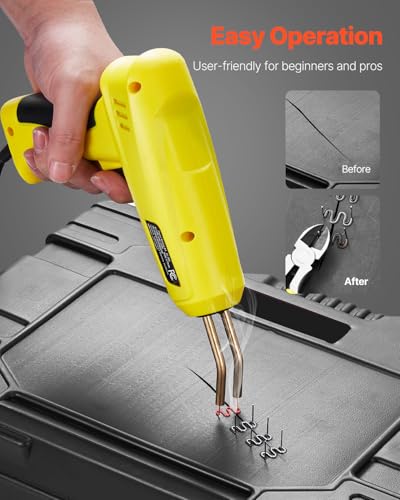 VEVOR Plastic Welding Kit, 220W Plastic Welder Gun with 800PCS Hot Staples & 56PCS Welding Rods, Professional Hot Staple Welding Gun with LED Light, Carrying Case for Kayak, Toys, Car Bumper Repair - style: 220W Gun with 800PCS
