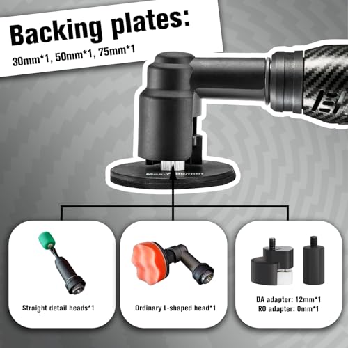 BATOCA S6 Mini Cordless Polisher for Car Detailing, 2x2.0Ah Batteries, 0mm Rotary Buffer & 12mm Dual Action Polisher 1-3 Inch, 2 Different Speeds Heads Systems, 4.2k-21k, 1-5k RPM Carbon Style - size: Carbon Style with 2 batteries