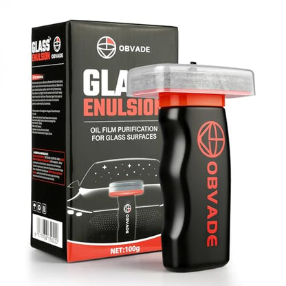 Car Glass Oil Film Cleaning Brush Kit, Windshield Cleaner Tool with Cleaning Emulsion for Auto Windshield Window Mirror, Improve Glass Clarity for Daily Driving
