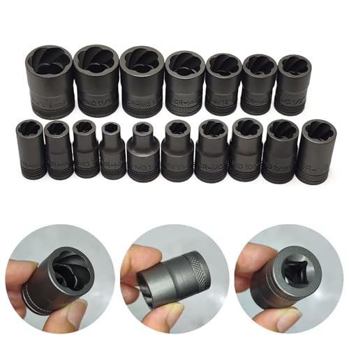21PCS Twist Lug Nut Socket Set - 3/8 inch Drive Damaged Nut Lock Remover Extractor - Rusted & Strip & Stripped & Stuck Locking Nut Removal Tool Kit - color: 21pcs Lug Nut Extractor 3/8 Inch Drive