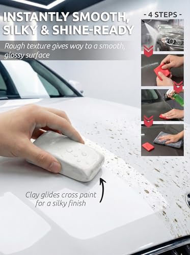 TAKAVU Car Clay Bar, 2 Pack 100g, Medium Grade for Auto Detailing (White) | Removes Dirt, Brake Dust, Tree Sap & Overspray, Safe on Paint, Glass & Wheels, Restores Smooth Finish - color: White