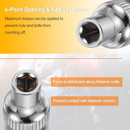 HARFINGTON Deep 6-Point Impact Socket 1/4" Drive 4.5mm Metric Socket 25mm (1") Long with 1/4" Hex Shank Adapter, CR-V Steel Socket Adapter Accessory Tool Set Kit for Hex Bolts Nuts - size: 4.5mm x 25mm