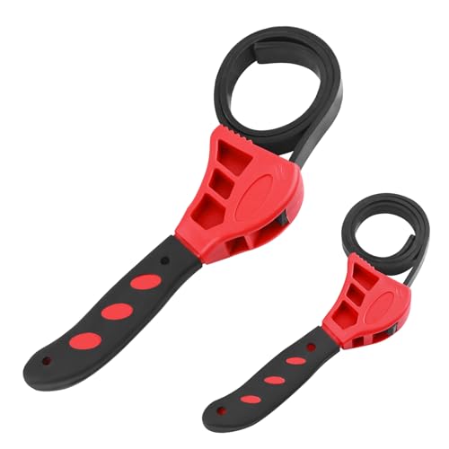 Rubber Strap Wrench Plumbing,2-Pack Oil Filter Wrench Includes 8" Large & 6" Small,Adjustable Strap Wrenches Heavy Duty for Oil Filter,Drain,Pipes,Sewer Cap And Nut Removal