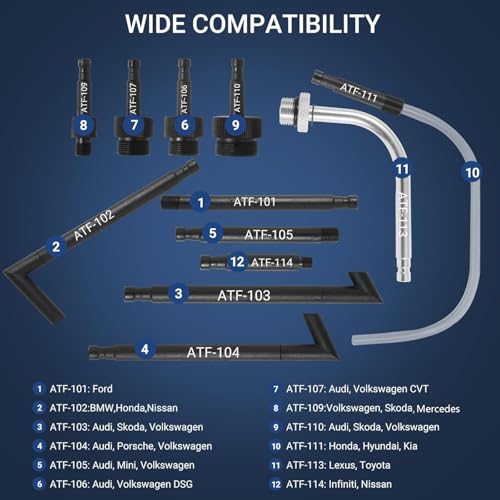 Wayona Transmission Fluid Transfer Pump 3L, 12 ATF Adapters, Manual Automotive Transmission Fill Pump Set Oil Filling Filler System Fluid Transfer Dispenser Tool Kit with Pressure Gauge and Scale