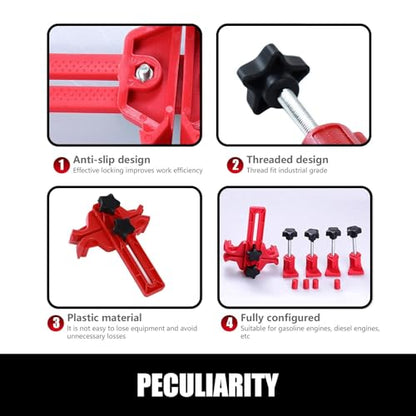 9 PCS Automotive Engine Camshaft Locking Tool, Cam Gear Clamp and Bracket Anti-Skid Design Kit, Camshaft Alignment Timing Retainer, Universal for Most Cars Twin Camshaft Engines (Red)