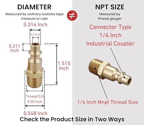 Brass 1/4-Inch NPT Male Air Hose Quick Connect Adapter | Industrial, Air Coupler and Plug Kit, Air Compressor Fittings, 10pcs (Male NPT) - size: Male Plug 10 Piece Kit