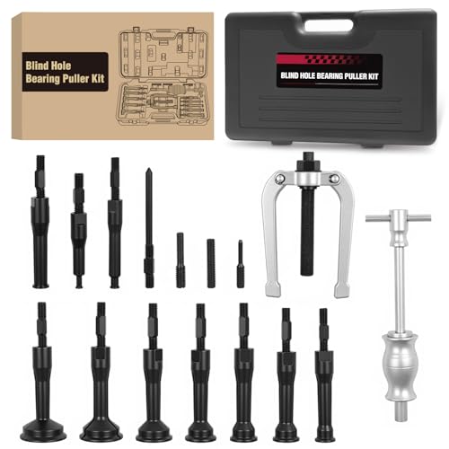 GOOACC 16pcs Blind Hole Bearing Puller Kit, Slide Hammer Pilot Insert Inner Internal Removal Tool Blind Hole Collet Bearing Set, Heavy Duty Blind Bearing Race and Seal Puller Extractor Kit Black Case - color: 16pc Blind Hole Bearing Puller Black