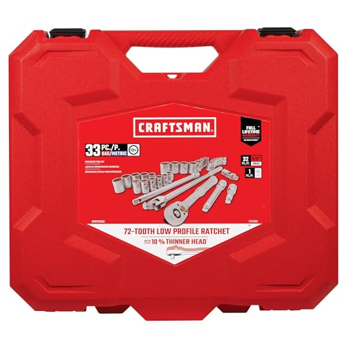 CRAFTSMAN Mechanics Tool Set, 33 Piece, 1/2 Inch Drive SAE/Metric (CMMT12122)