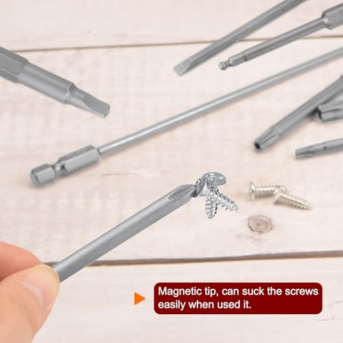 HARFINGTON 7pcs Slotted Screwdriver Bit Set SL1.6/SL2.0/SL2.5/SL3.0/SL4.0/SL5.0/SL6.0 S2 Steel 1/4" Hex Shank 4" Length Magnetic Flat Head Power Drill Bits
