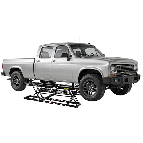 Jocisland 8000 LBS Portable Car Lift with Quick Jack | Q355B Steel, 27.4" Max Height, Adjustable Scissor Lift with Plates & Height Posts, 110V 750W Power Unit, Black - color: Black, size: 8000LBS