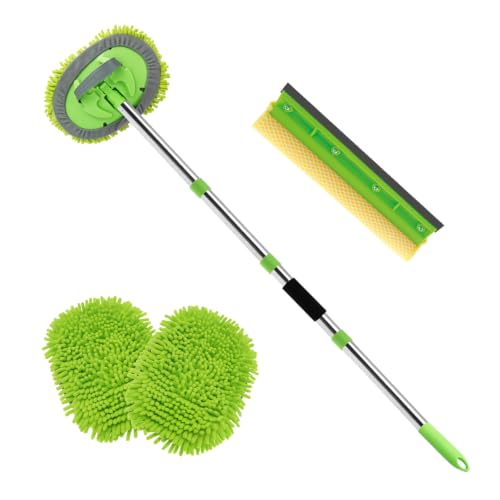 62" Car Wash Brush Kit Mitt Mop Sponge with Long Handle, Chenille Microfiber Car Cleaning Brush Kit, Windshield Window Squeegee, Car Care Kit of Scratch-Free Replacement for Cleaning Car, RV, Truck - size: 7 Pack