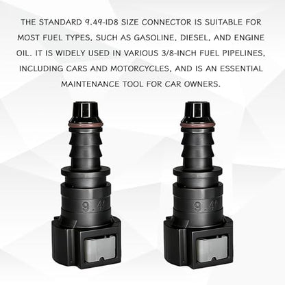 2PCS 90 Degree Fuel Line Quick Connector, 3/8 SAE to 5/16 Nylon Tubing Fuel Line Connector, High Pressure Quick Release Push-On Plugs Fuel Line Repair Kit Compatible with Most Vehicles（Straight） - size: Straight