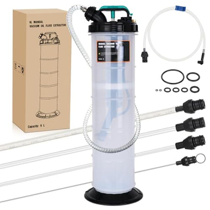 GOOACC Oil Extractor Pump 9L Manual Fluid Extractor Pump Oil Vacuum Changer with Brake Bleeding Hose Oil Suction Pump Extractor for Automotive Boat Motorcycles Oil Coolant Transmission Fluid Change - size: 9L Manual