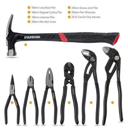 STARWORK TRUE MECHANIC 306-Piece Mechanics Tool Set and Socket Set, Comprehensive Tool Kit, Automotive Repair Tool Set, 【Pliers Wrench】, Professional