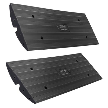 Car Vehicle Curbside Driveway Ramp - 4ft Heavy Duty Rubber Threshold Bridge Track Curb Ramp, for Loading Dock, Garage, Sidewalk, Truck, Scooter, Bike, Motorcycle, Wheelchair Mobility - Pyle PCRBDR21 - size: 2-Pack