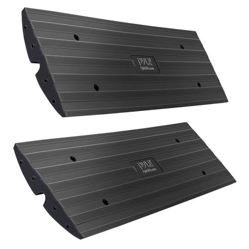 Car Vehicle Curbside Driveway Ramp - 4ft Heavy Duty Rubber Threshold Bridge Track Curb Ramp, for Loading Dock, Garage, Sidewalk, Truck, Scooter, Bike, Motorcycle, Wheelchair Mobility - Pyle PCRBDR21 - size: 2-Pack