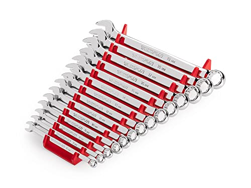 TEKTON Combination Wrench Set with Rack, 14-Piece (6-19 mm) | WCB91203 - size: 14-pc. (6-19 mm), style: Rack