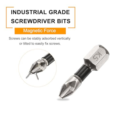 HARFINGTON 4pcs Impact Phillips Screwdriver Bit Set PH2 (#2) Anti Slip Tip 1/4" Hex Shank 1"/2"/2.6"/2.8" (25mm/50mm/65mm/70mm) Long Magnetic Cross Screw Driver Drill Bits - size: PH2 x 1"/2"/2.6"/2.8"