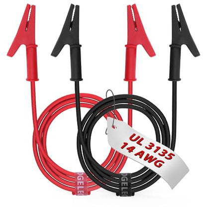 14 Gauge 2pcs/6.6Ft Alligator Clips Electrical with Wires UL3135, Heavy Duty Silicone Test Leads Set Jumper Wires Kit for Testing - EDGELEC - size: 6.6 Ft(2m)