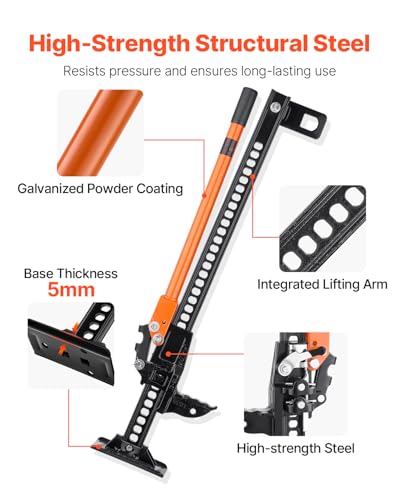 VEVOR Farm Jack, 36" Utility High Lift Farm Jack, 3.18 Ton (7,000 lbs) Capacity Ratcheting Off Road Utility Jacks, Heavy-Duty Lift Jacks with 5.12"-30.3" Lifting Range for Tractor, Truck, SUV - size: 36 inch