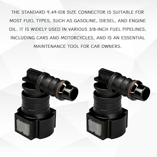2PCS 90 Degree Fuel Line Quick Connector, 3/8 SAE to 5/16 Nylon Tubing Fuel Line Connector, High Pressure Quick Release Push-On Plugs Fuel Line Repair Kit Compatible with Most Vehicles（Elbow） - size: Elbow