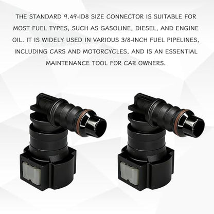 2PCS 90 Degree Fuel Line Quick Connector, 3/8 SAE to 5/16 Nylon Tubing Fuel Line Connector, High Pressure Quick Release Push-On Plugs Fuel Line Repair Kit Compatible with Most Vehicles（Elbow） - size: Elbow