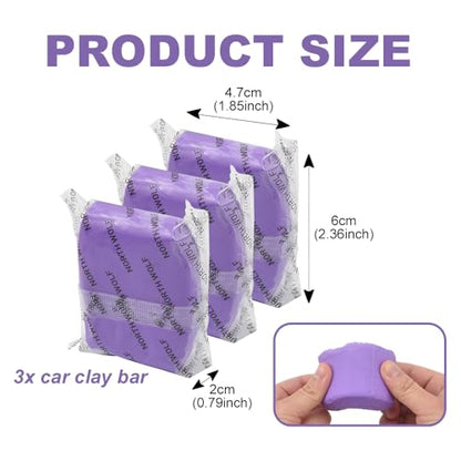 XhuangTech Premium Car Clay Bar Kit (3 Pack) 300g(3x100g) - Professional Grade Auto Detailing Magic Clay with Deep Cleaning & Paint Decontamination for Car Wash - Safe on Paint, Glass, Wheels (Purple) - color: Purple