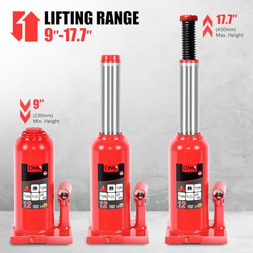 DNA Motoring 12 tons / 24000 lbs Lifting Automotive Welded Hydraulic Bottle Jack for Repair Vehicle, Pickup, Truck, w/Manual Handle, Red,TOOLS-00360 - color: red, style: 12 ton