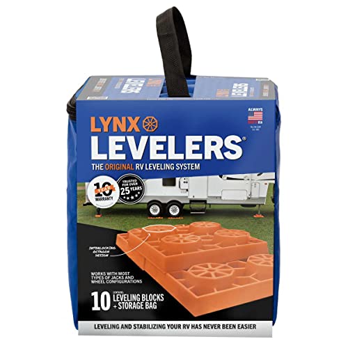 Tri-Lynx Lynx Levelers RV/Trailer/Motorhome/Vanlife interlocking Leveling Blocks with Nylon Storage Bag for most Leveling and Stabilizing functions. 10 Pack, Orange, 00015, Made in USA. - size: 10 Pack