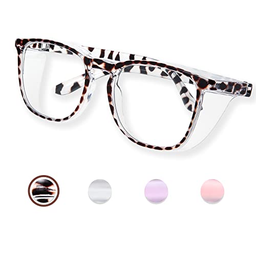Anti Fog Safety Glasses for Women, Safety Goggles for Nurse, Protective Eyewear, Blue Light Blocking & UV Protection - color: Tortoiseshell