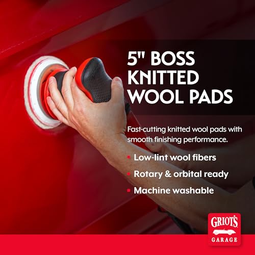 Griot's Garage BOSS Knitted Wool Pads for Car Detailing, Polishing and Paint Correction, Buffing Pads Compatible with BOSS Creams, 5.5”, Set of 2 - size: 5.5 Inch Pads (Set of 2)
